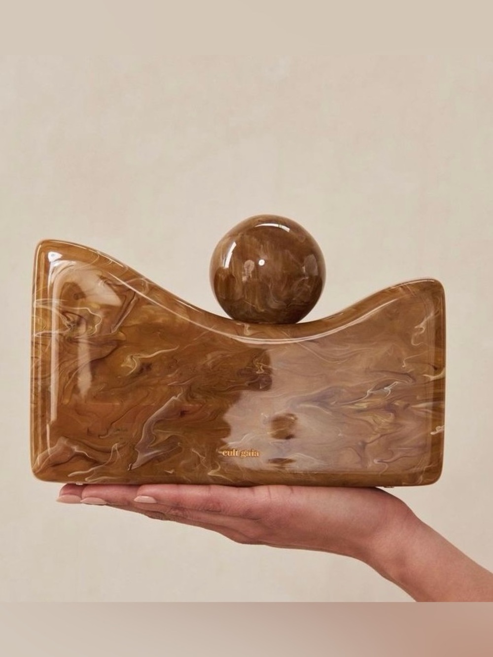 Cult Gaia Bahar Asymmetrical Clutch – Marbled Saffron/Azalea – New in Box